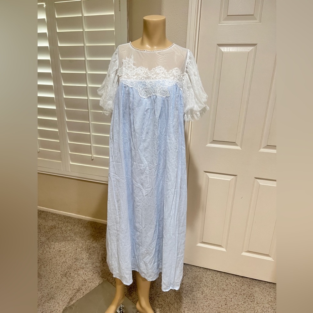 Power Blue cottagecore‎ fairycore Cotton Dress Nightgown traditional wife Medium